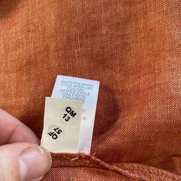 Pure J Jill Linen Button Front Shirt Long Sleeve Rust Countryside Lagenlook Sz M - Picture 16 of 16